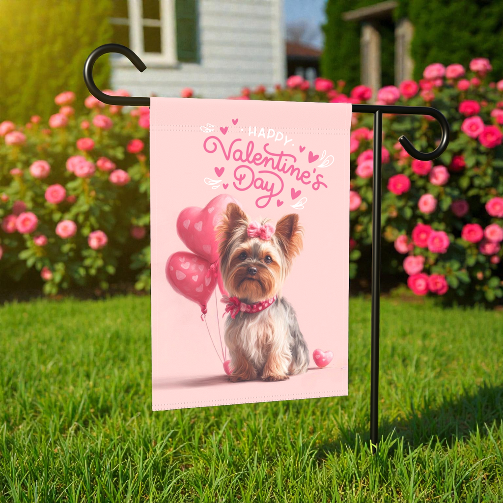 Yorkshire Terrier Happy Valentines Day Garden Flag