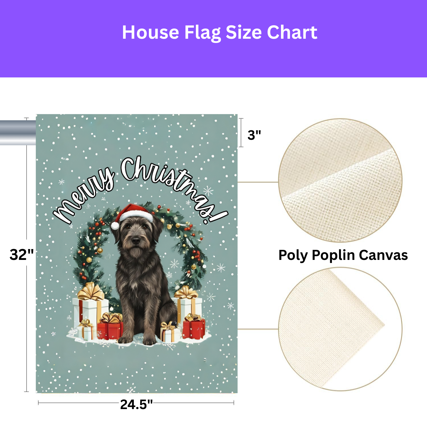 Merry Christmas Bouvier Des Ardennes Garden Flag - porch decor - Dragonfire Gardens
