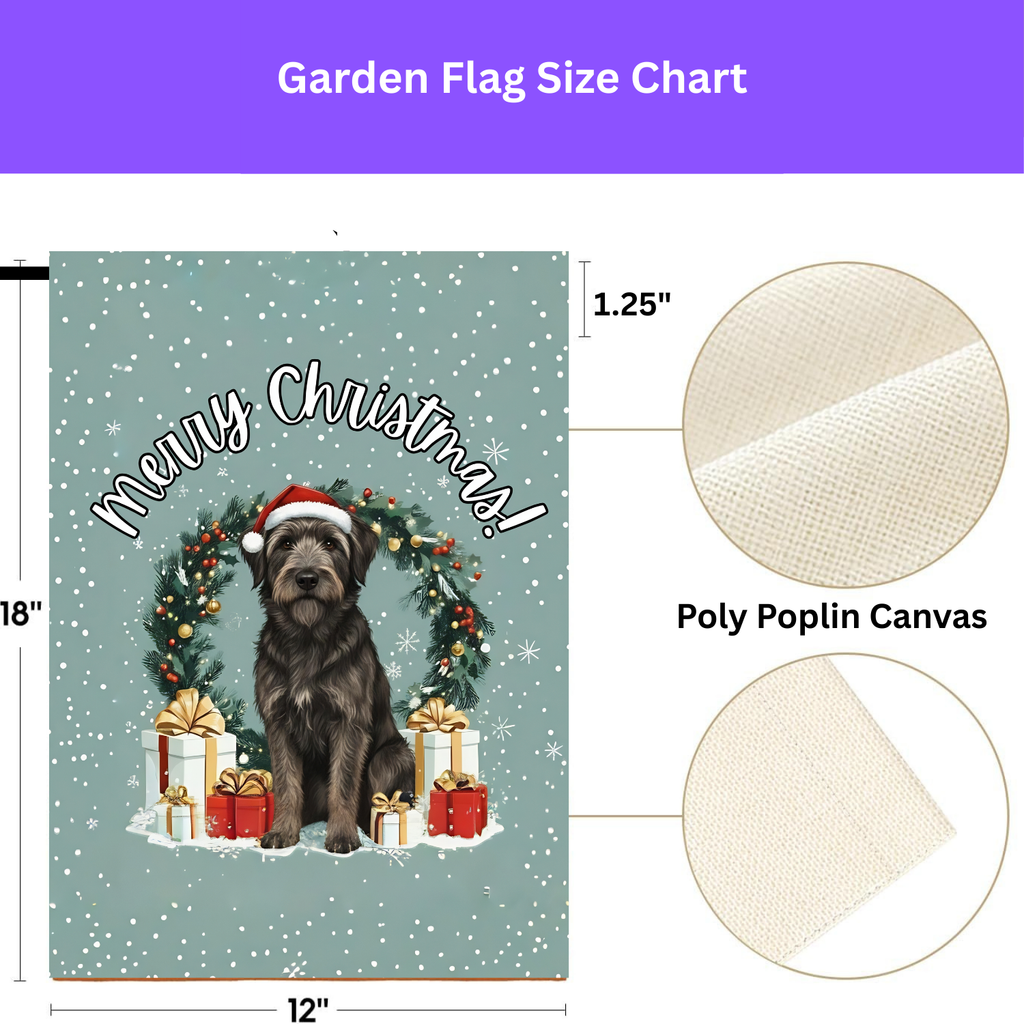 Merry Christmas Bouvier Des Ardennes Garden Flag - double-sided design - Dragonfire Gardens