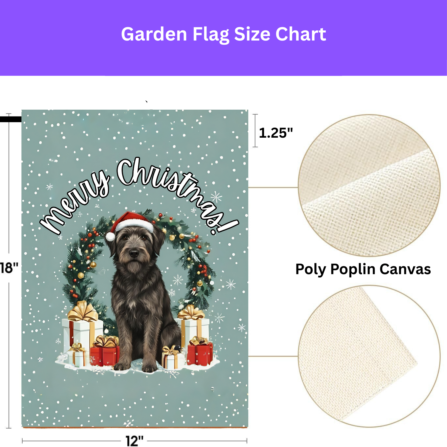 Merry Christmas Bouvier Des Ardennes Garden Flag - double-sided design - Dragonfire Gardens