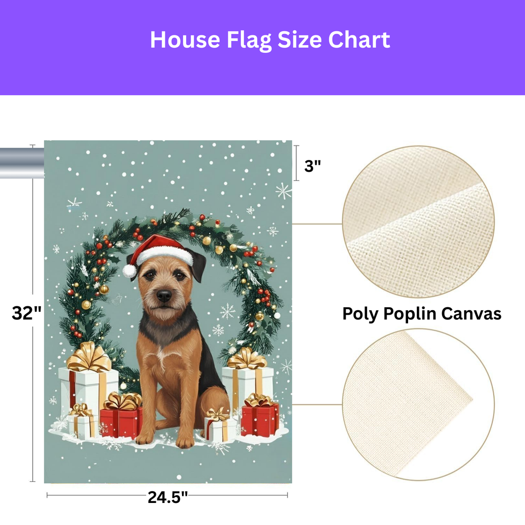 Merry Christmas Border Terrier Garden Flag - porch decor - Dragonfire Gardens