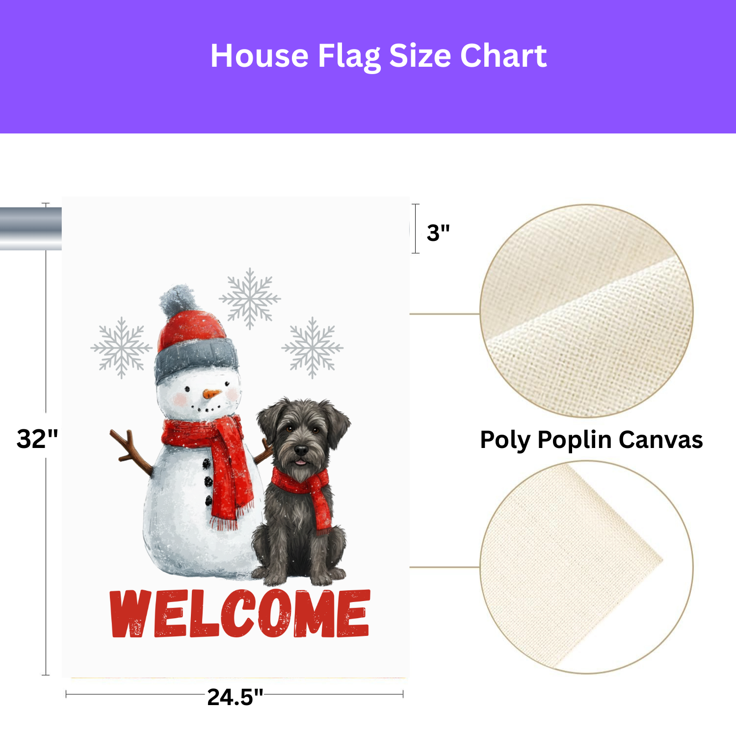 Bouvier Des Ardennes and Snowman Welcome Garden Flag - porch decor - Dragonfire Gardens