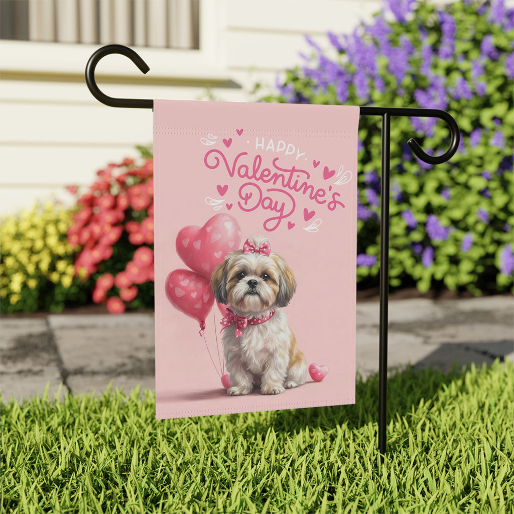 Shih Tzu Happy Valentine's Day Garden Flag