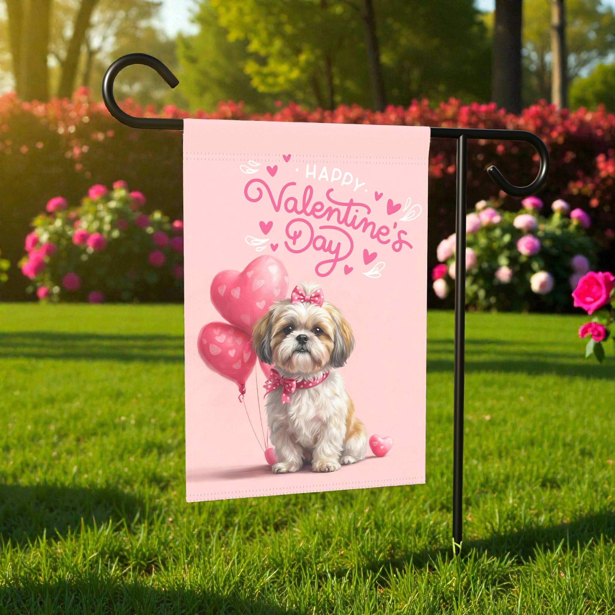 Shih Tzu Happy Valentine's Day Garden Flag