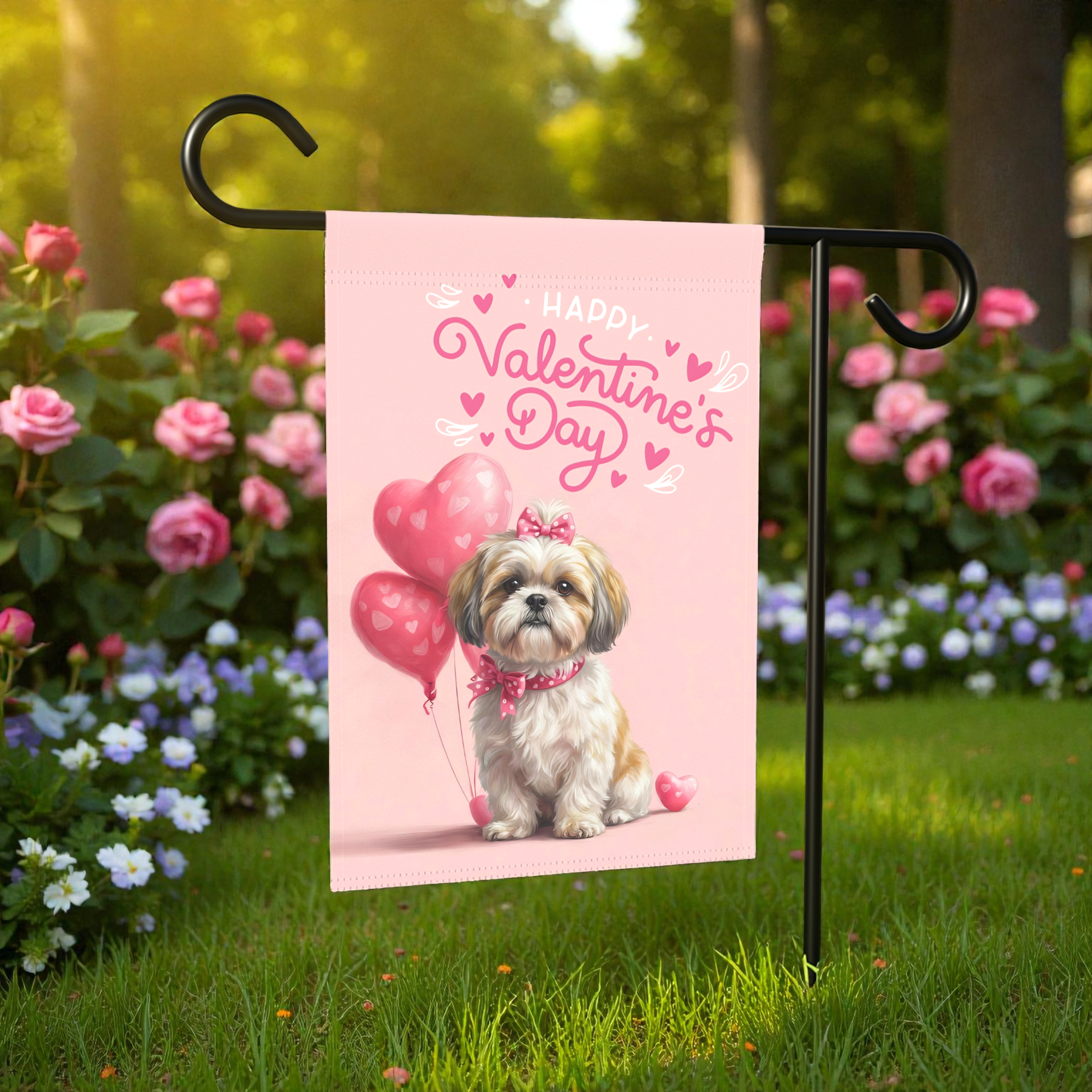 Shih Tzu Happy Valentine's Day Garden Flag