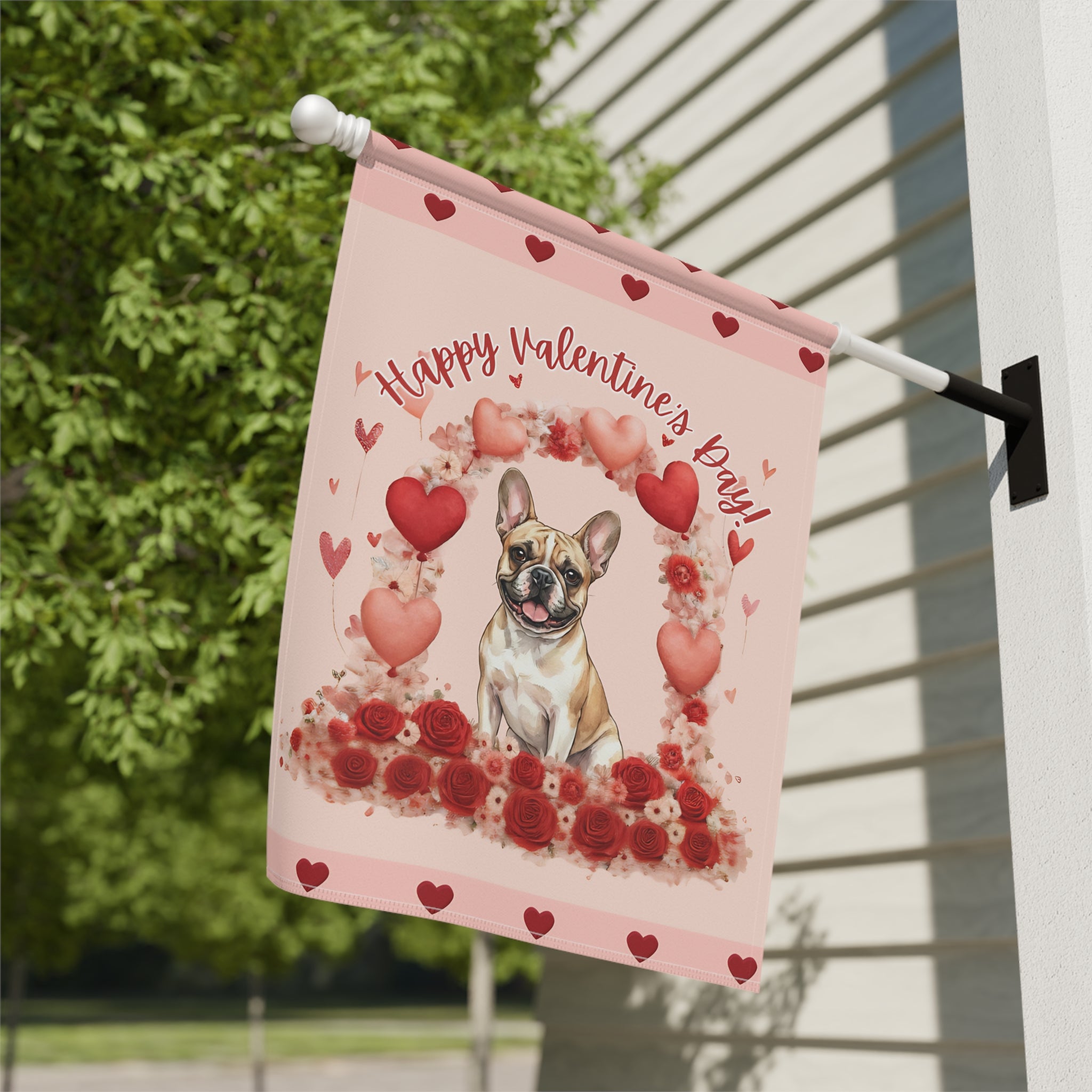 Happy Valentine's Day French Bulldog Garden Flag