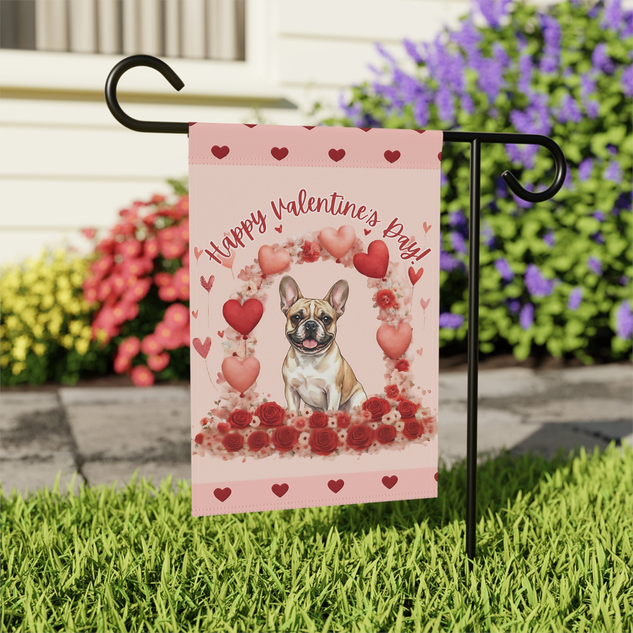 Happy Valentine's Day French Bulldog Garden Flag