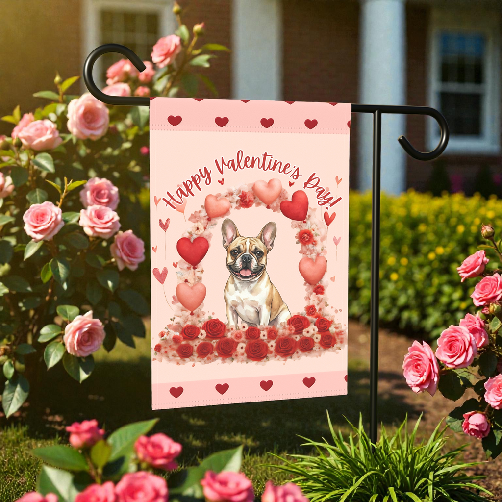 Happy Valentine's Day French Bulldog Garden Flag