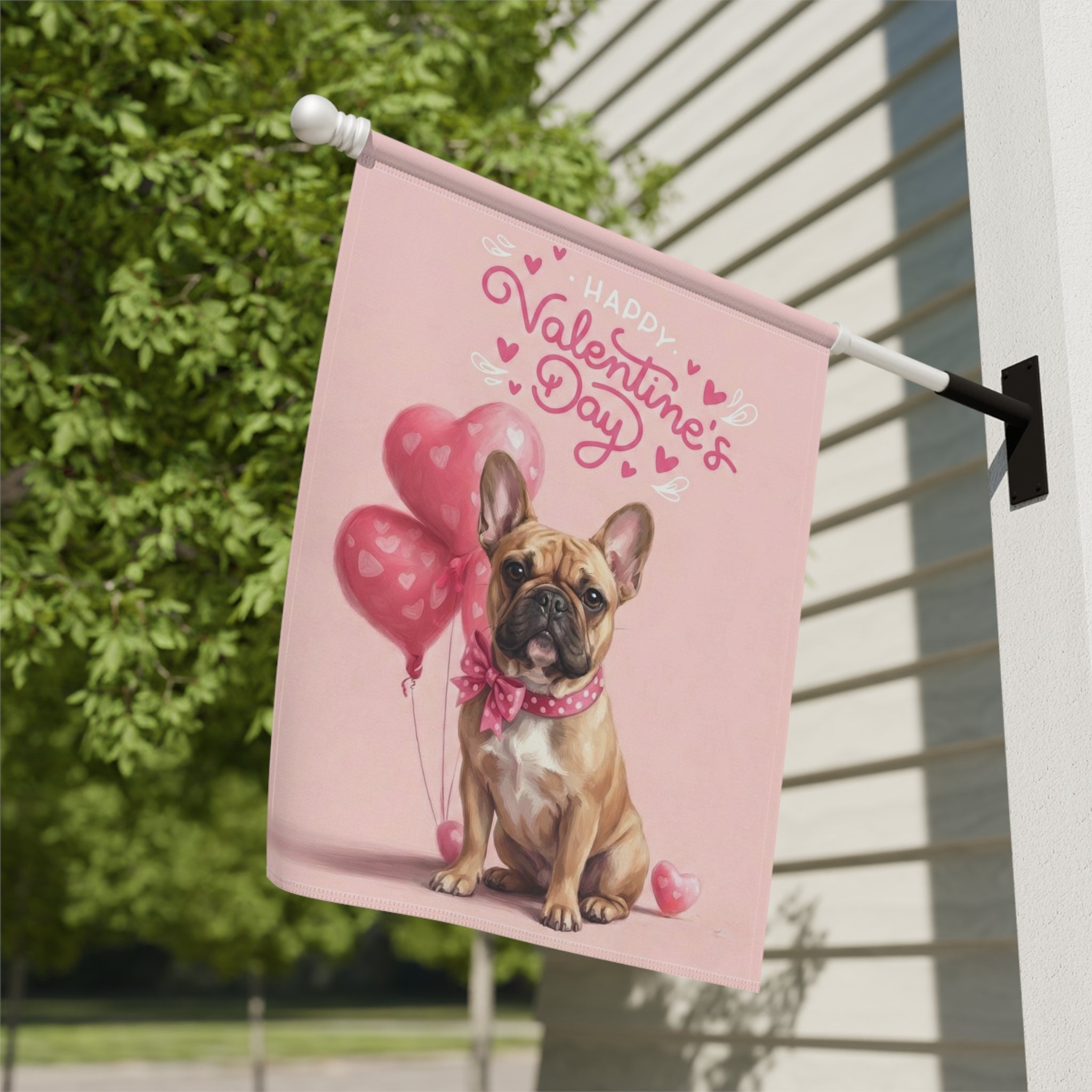 French Bulldog Happy Valentine's Day Garden Flag