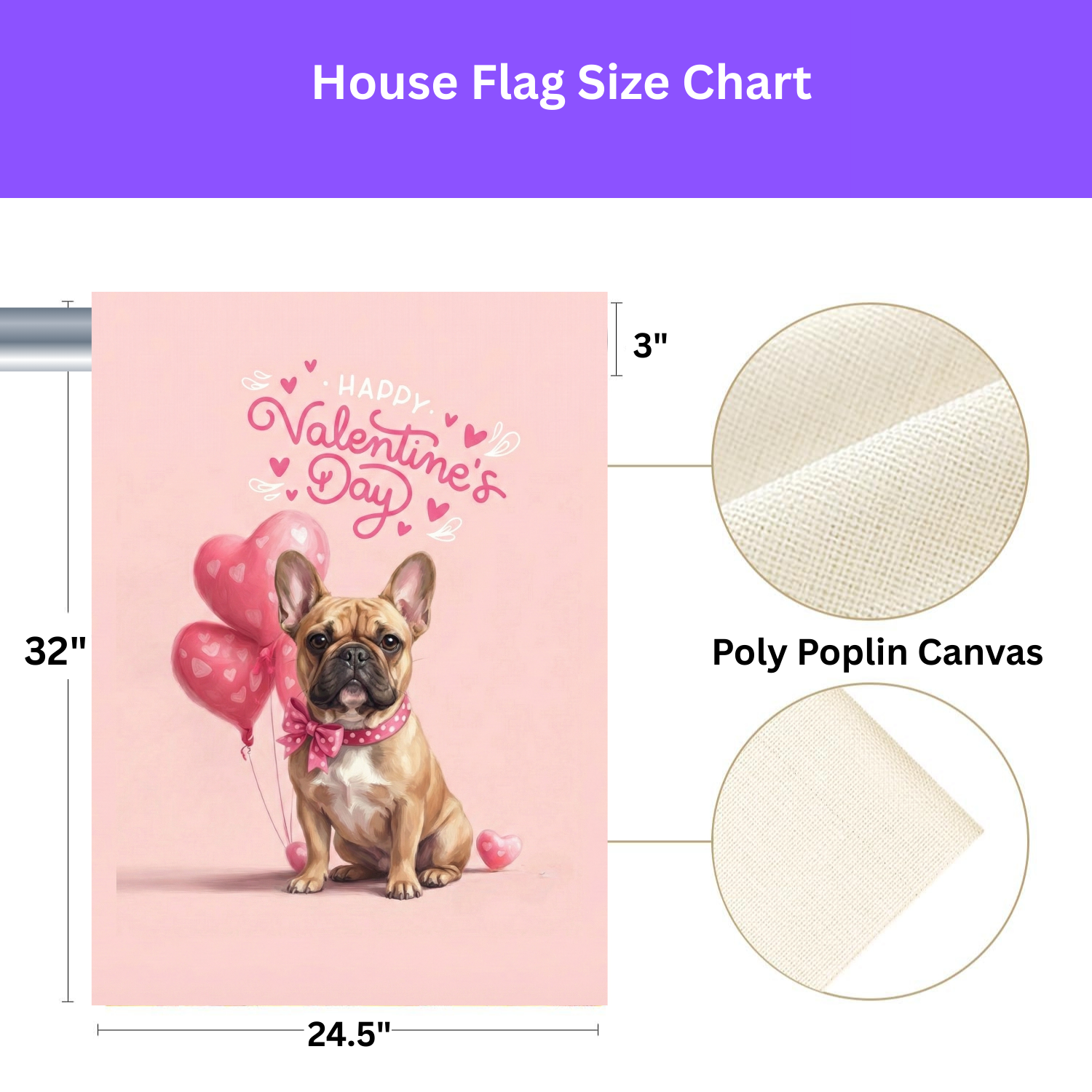 French Bulldog Happy Valentine's Day Garden Flag