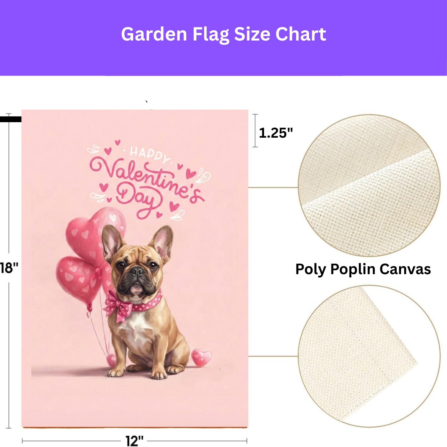 French Bulldog Happy Valentine's Day Garden Flag