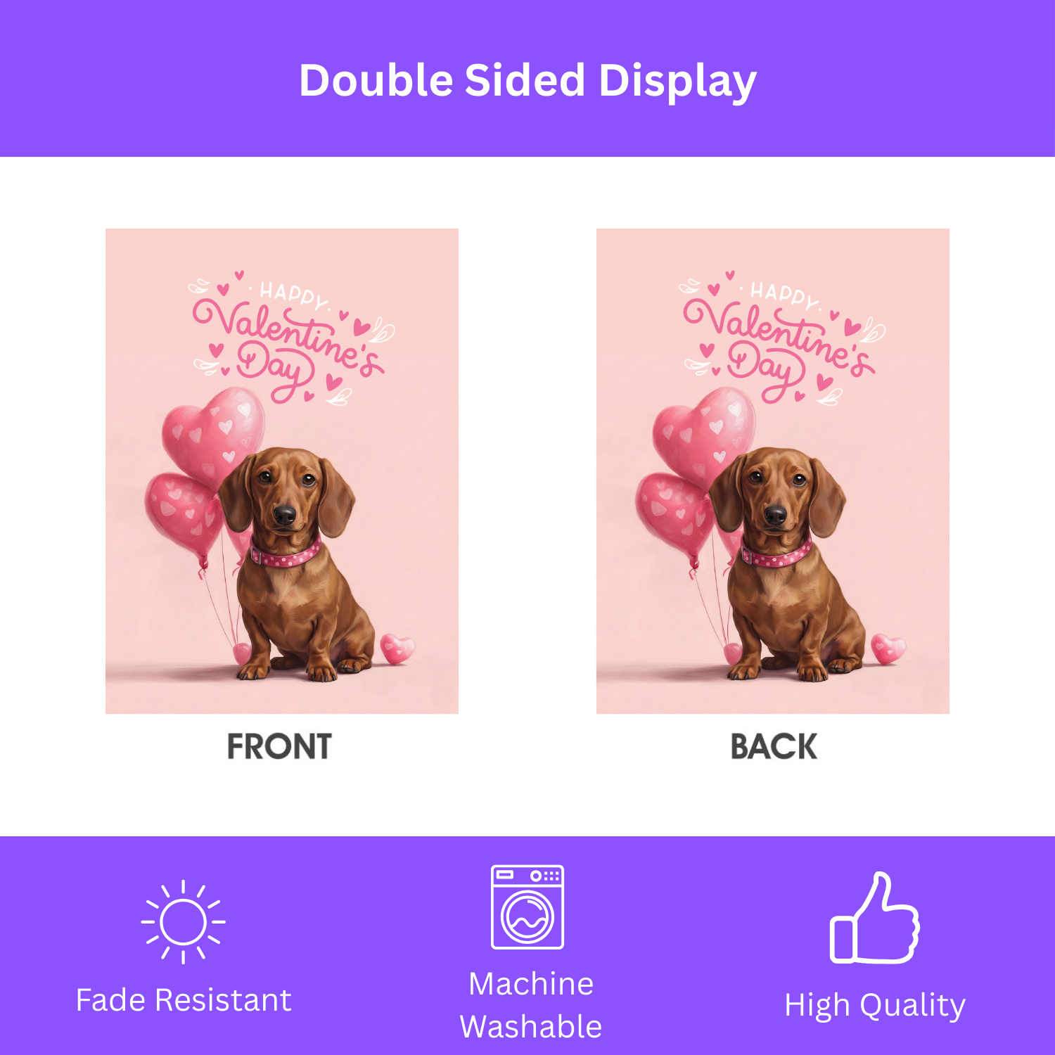 Dachshund Happy Valentine's Day Garden Flag