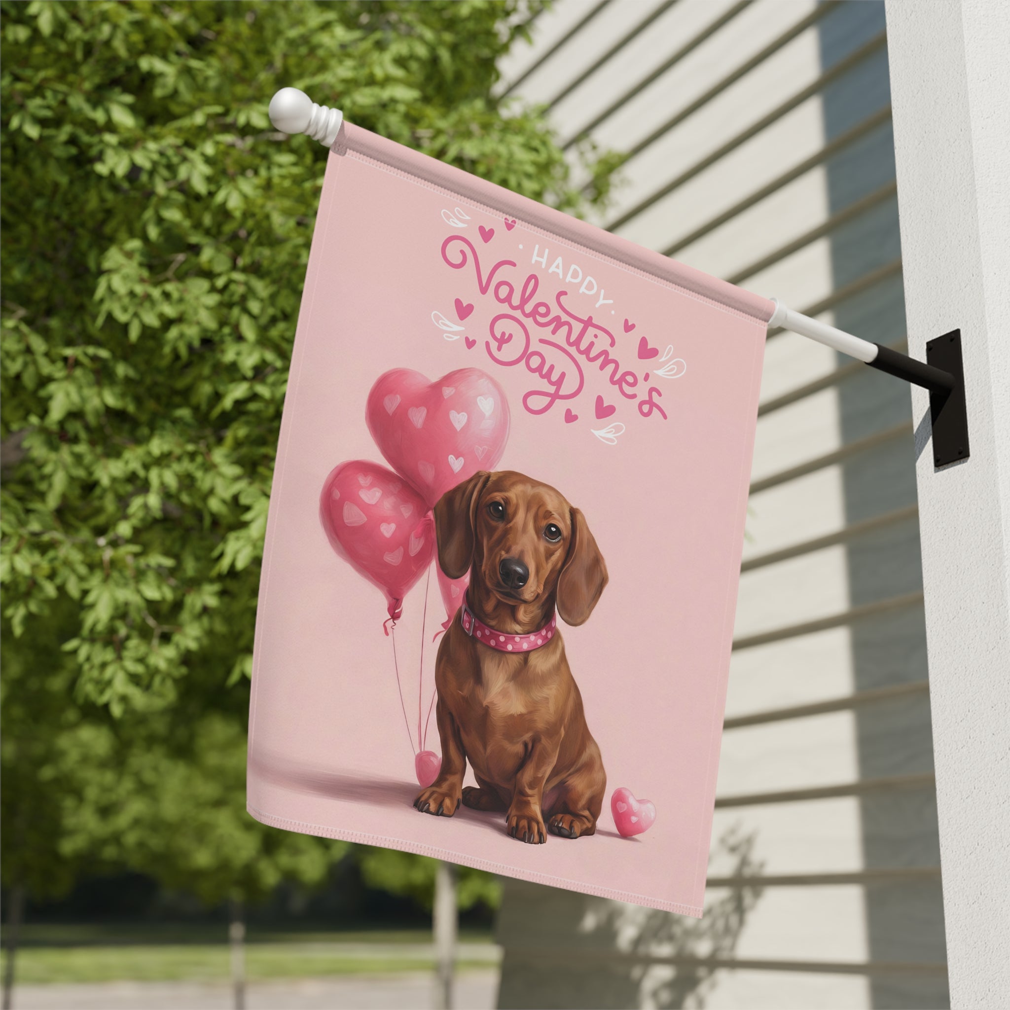 Dachshund Happy Valentine's Day Garden Flag