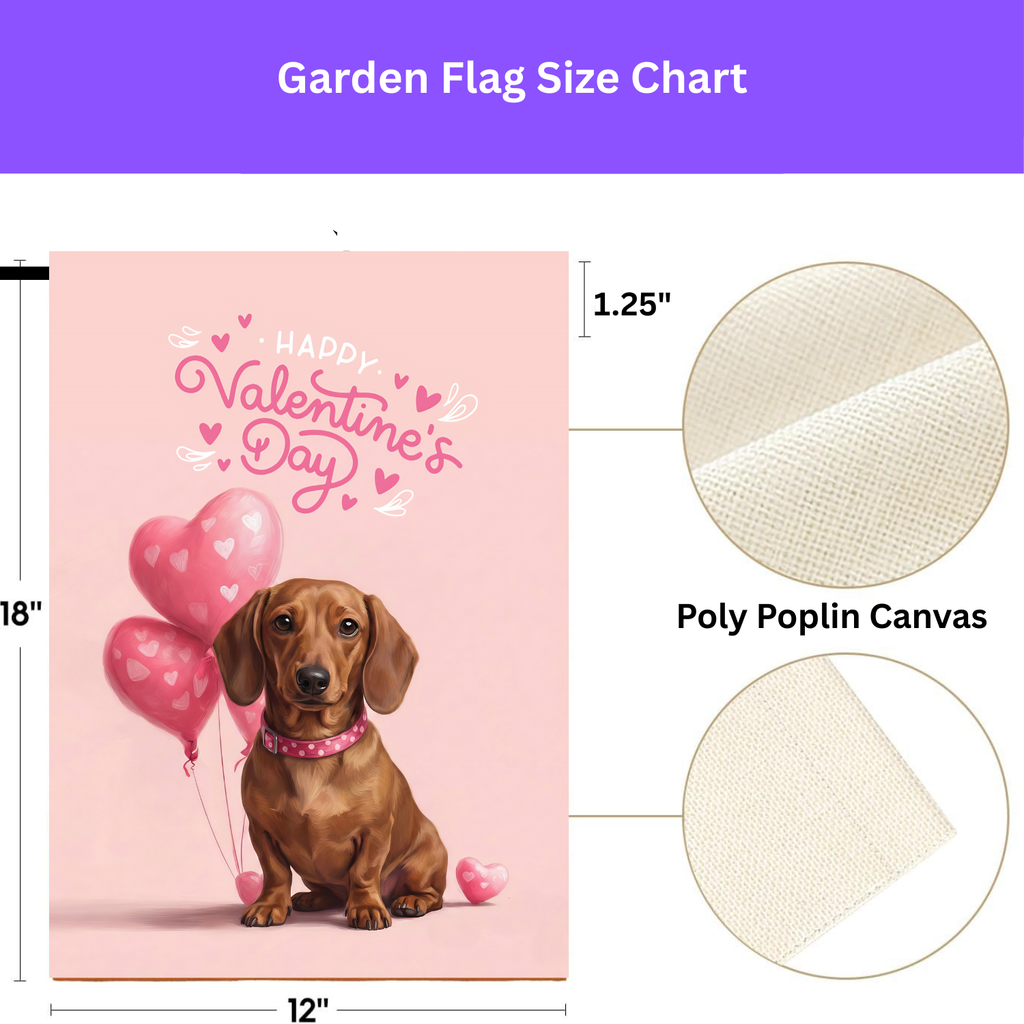 Dachshund Happy Valentine's Day Garden Flag