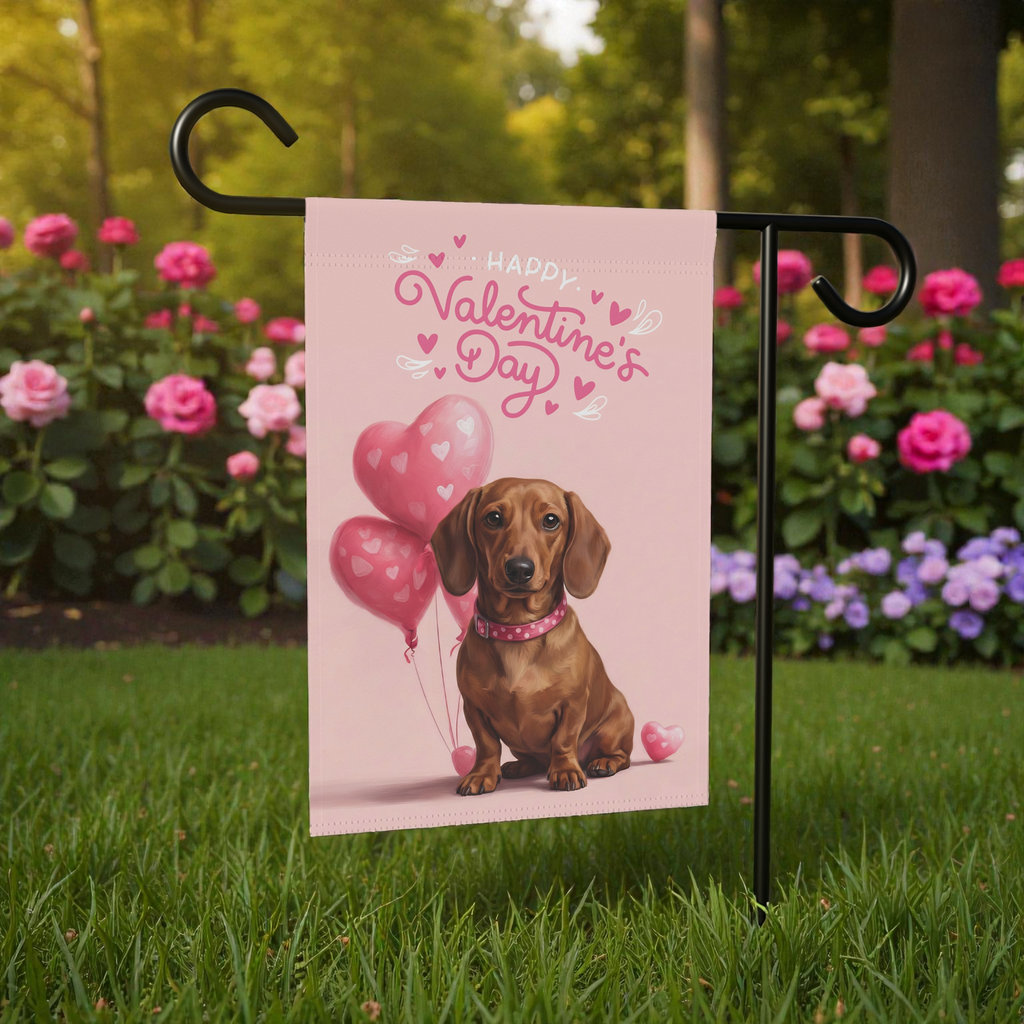 Dachshund Happy Valentine's Day Garden Flag