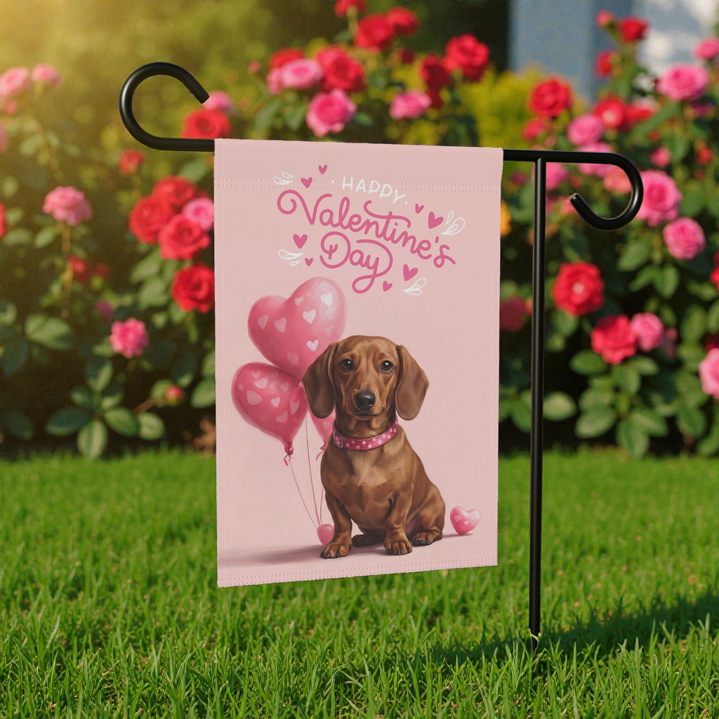 Dachshund Happy Valentine's Day Garden Flag