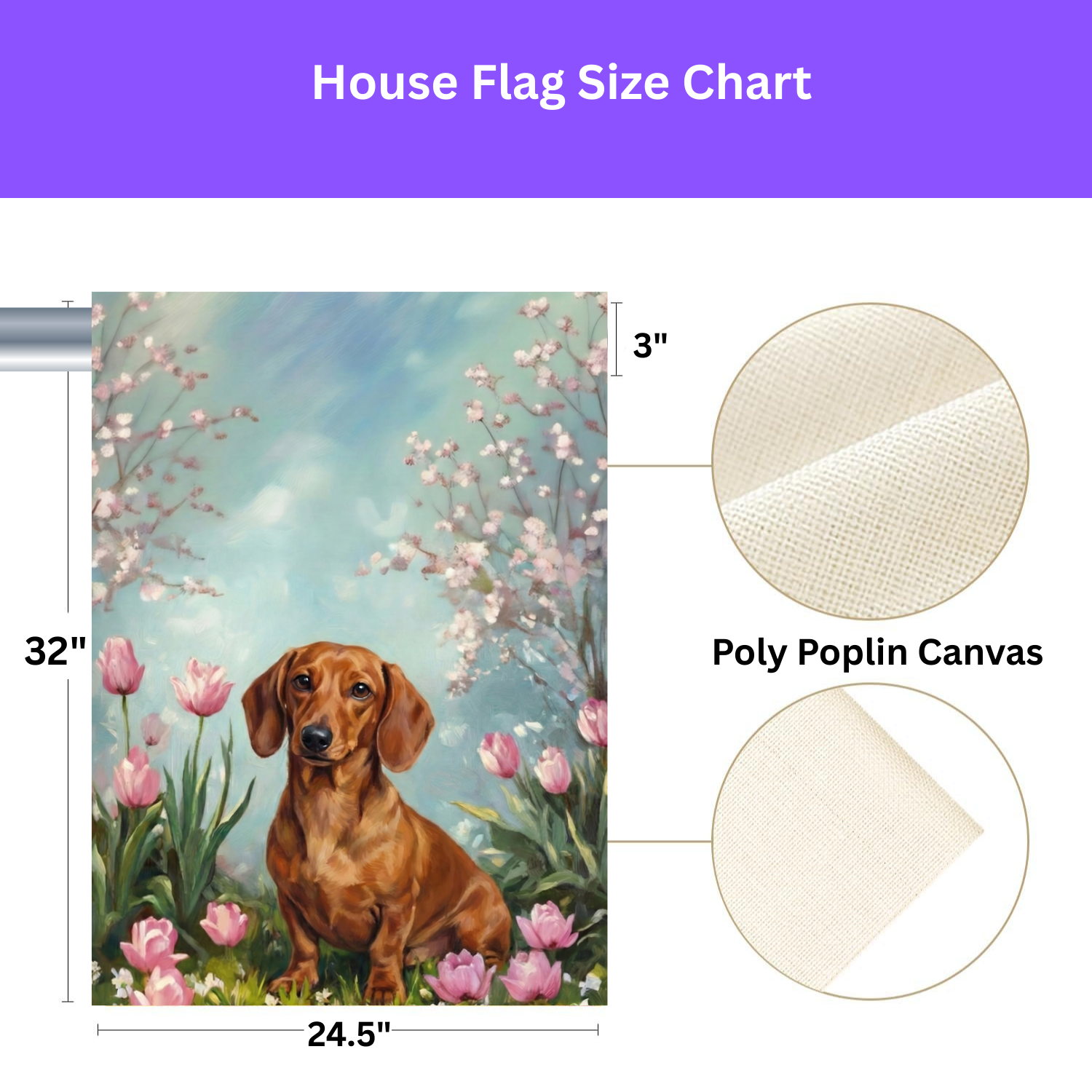 Dachshund in the Tulips Spring Garden Flag