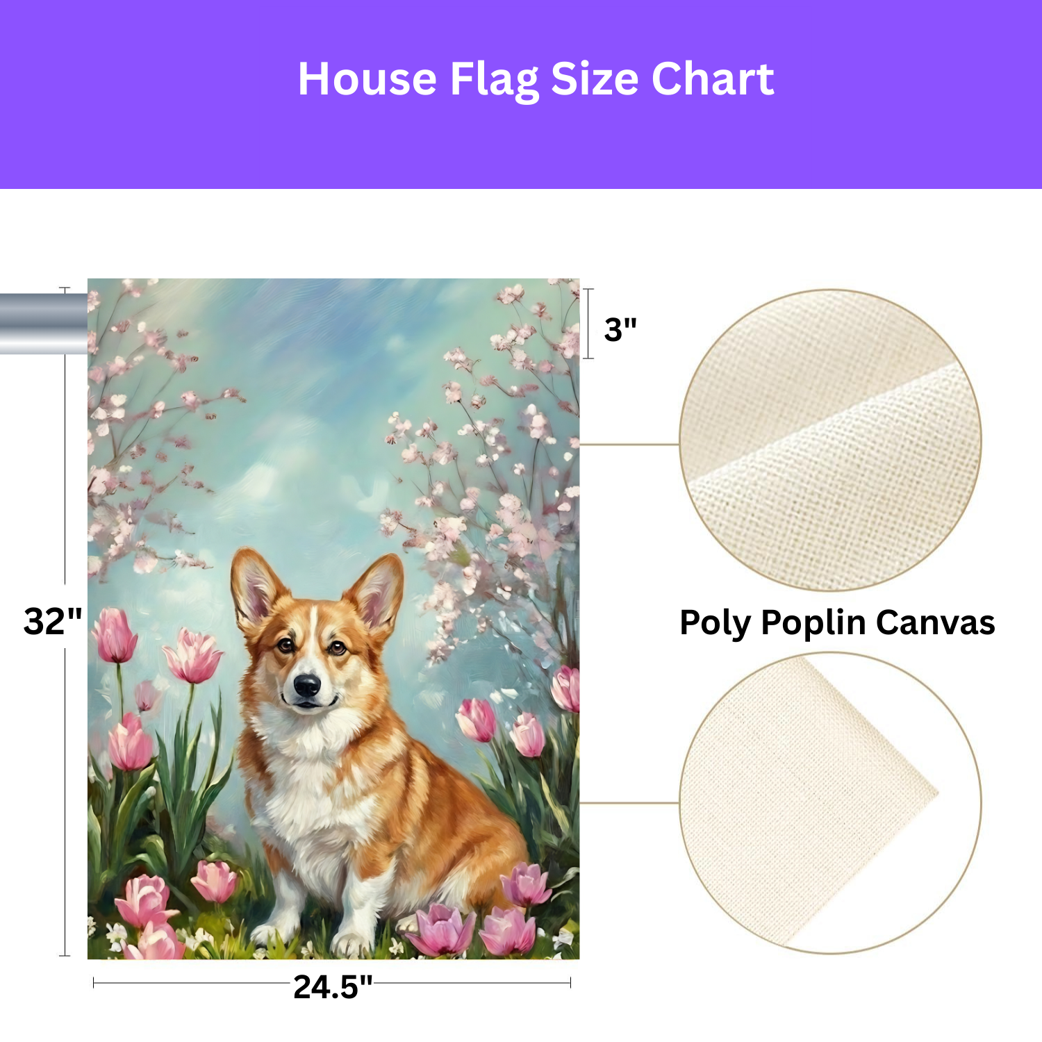 Corgi in the Tulips Spring Garden Flag
