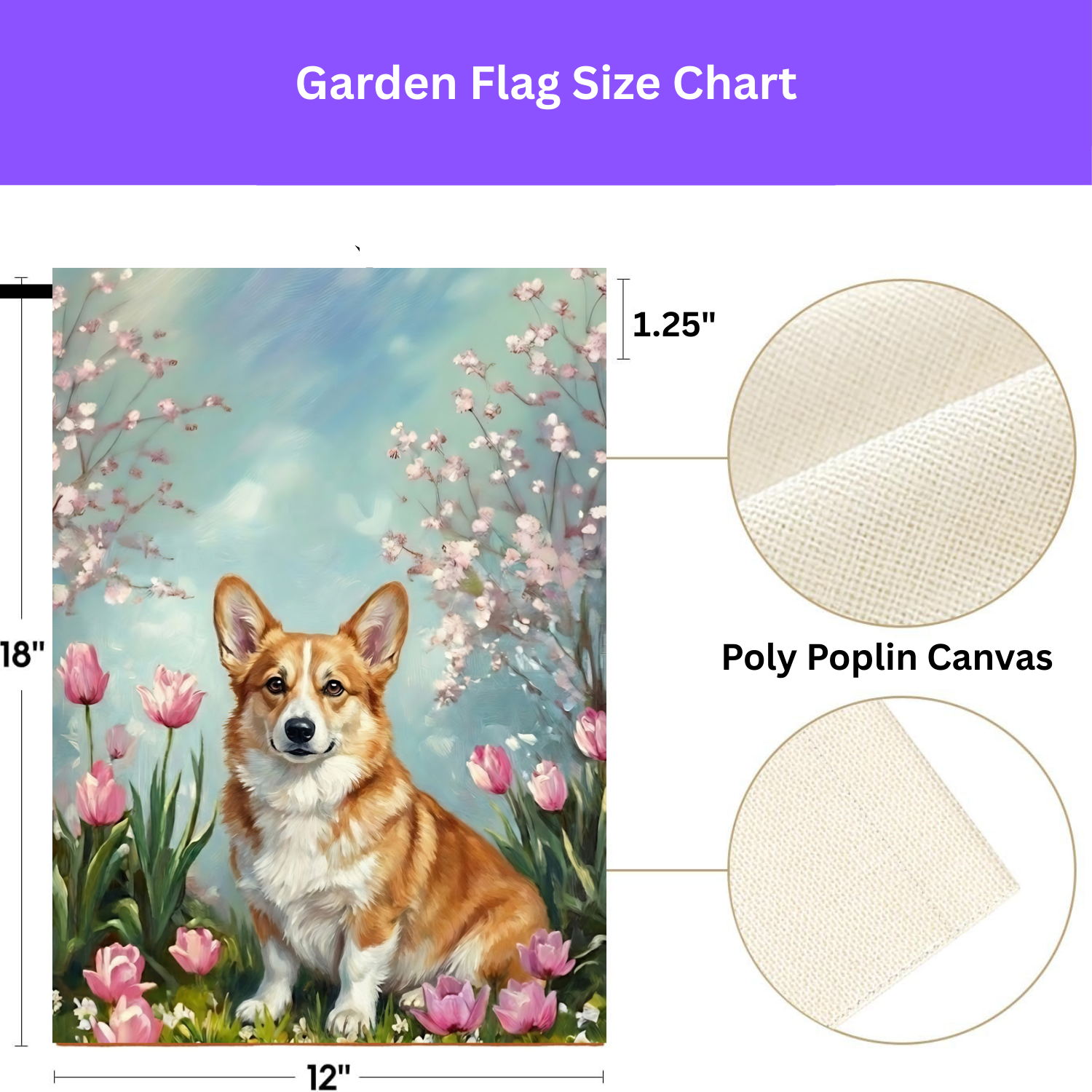 Corgi in the Tulips Spring Garden Flag