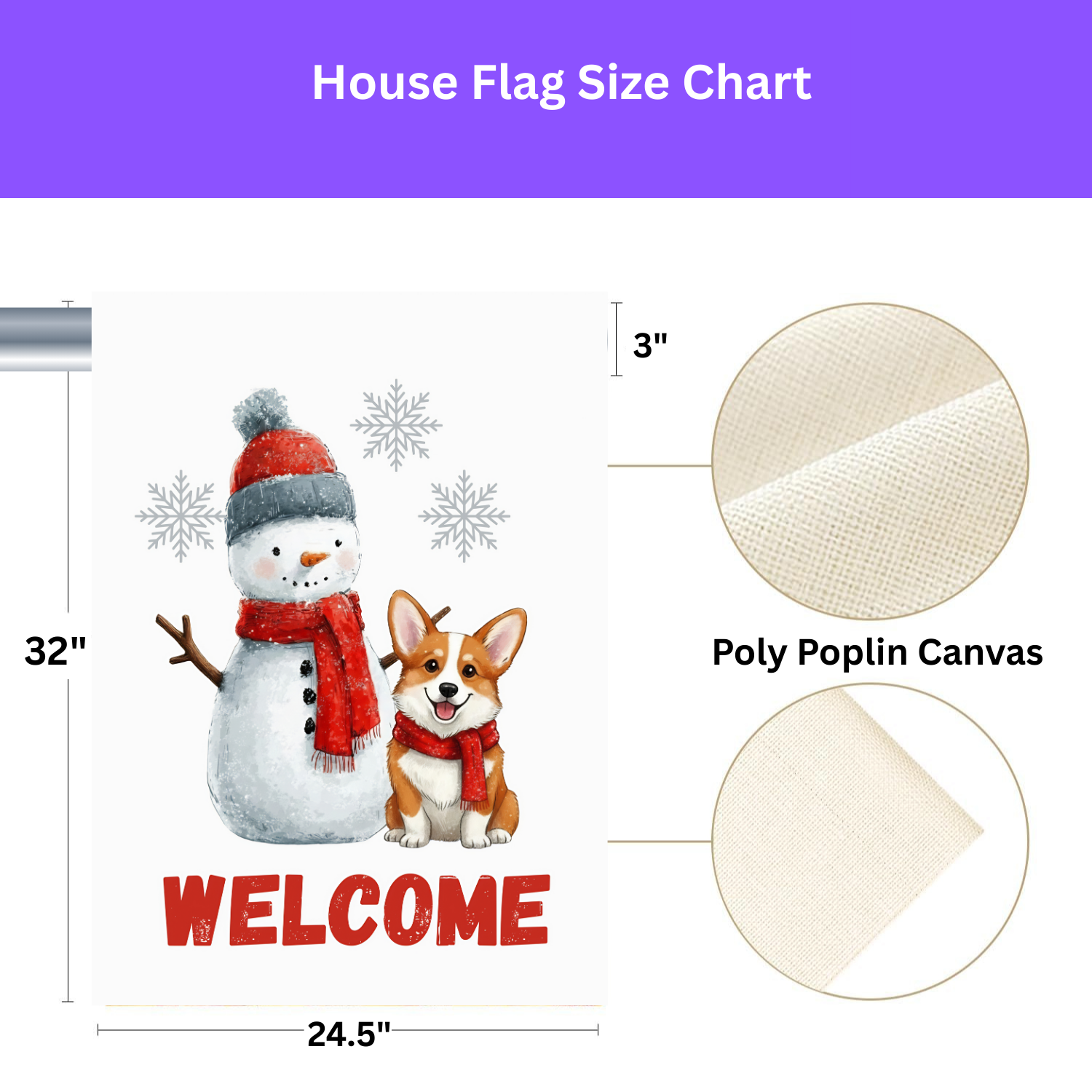 Corgi and Snowman Christmas Garden Flag - yard display - Dragonfire Gardens