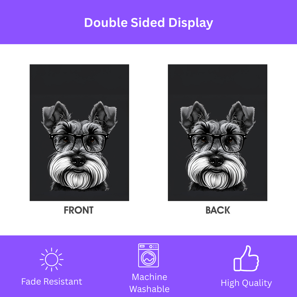 Black and White Schnauzer Garden Flag - double-sided design - Dragonfire Gardens
