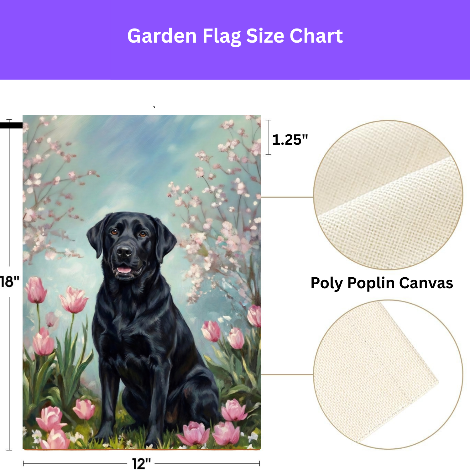 Black Labrador Retriever in the Tulips Spring Garden Flag