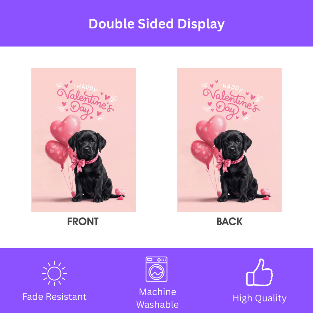 Black Labrador Retriever Happy Valentine's Day Garden Flag