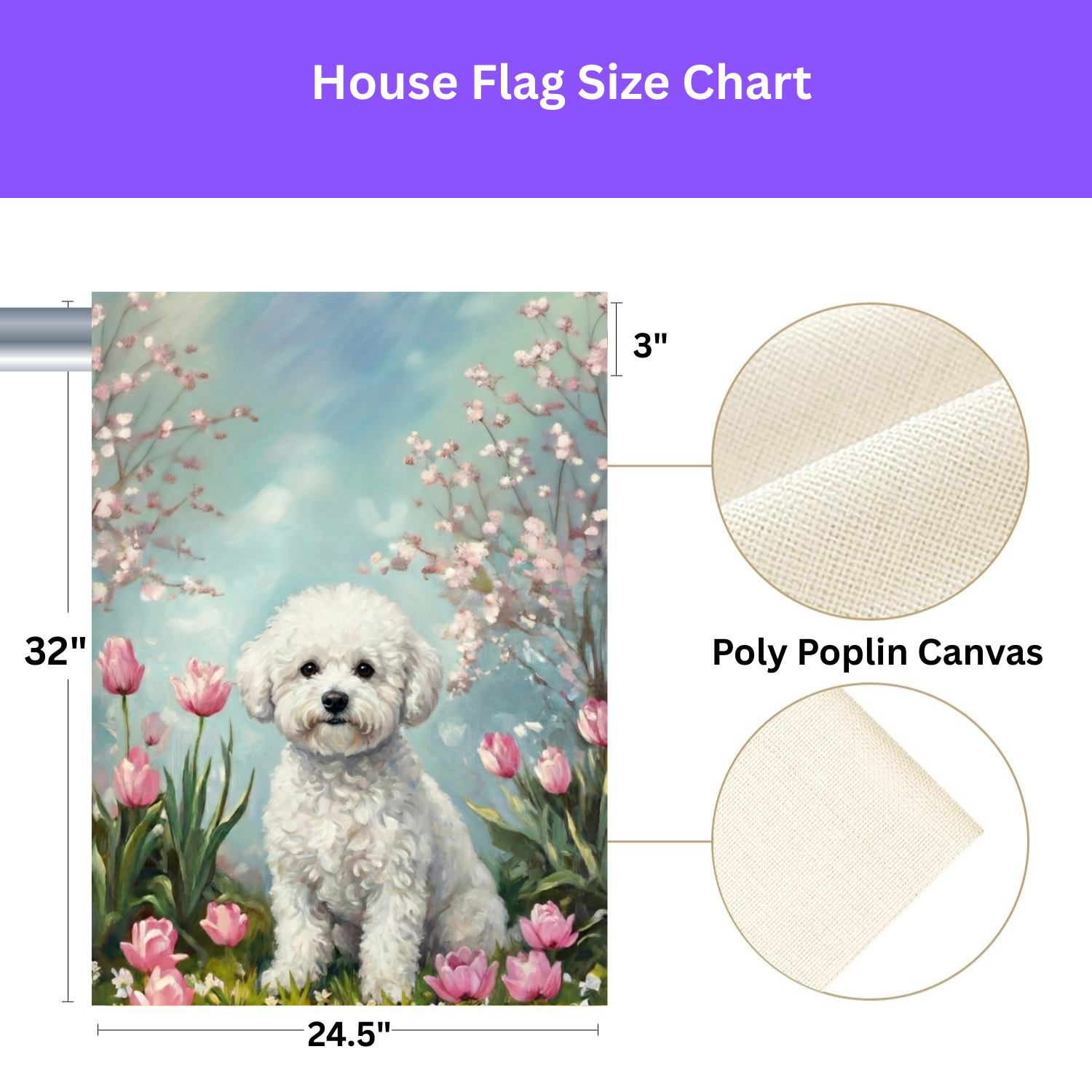 Bichon Frise in the Tulips Spring Garden Flag - porch decor - Dragonfire Gardens
