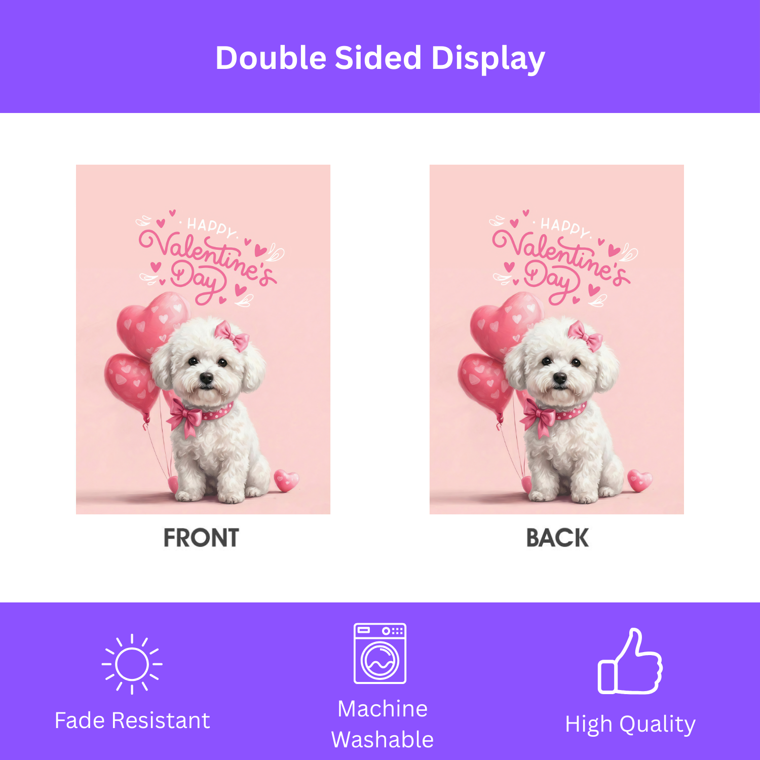 Bichon Frise Happy Valentine's Day Garden Flag