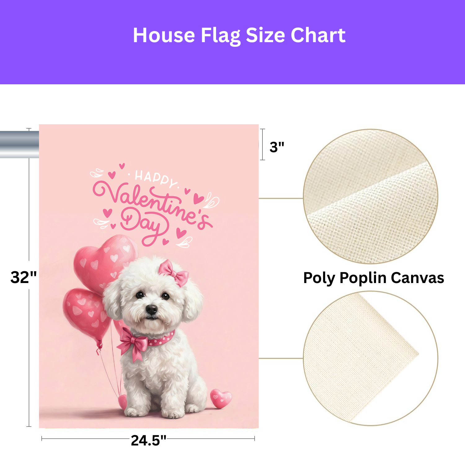 Bichon Frise Happy Valentine's Day Garden Flag