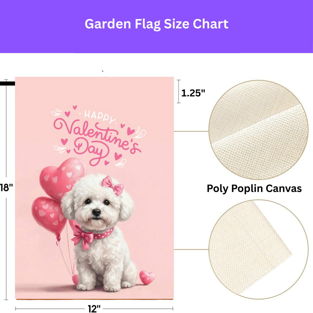 Bichon Frise Happy Valentine's Day Garden Flag
