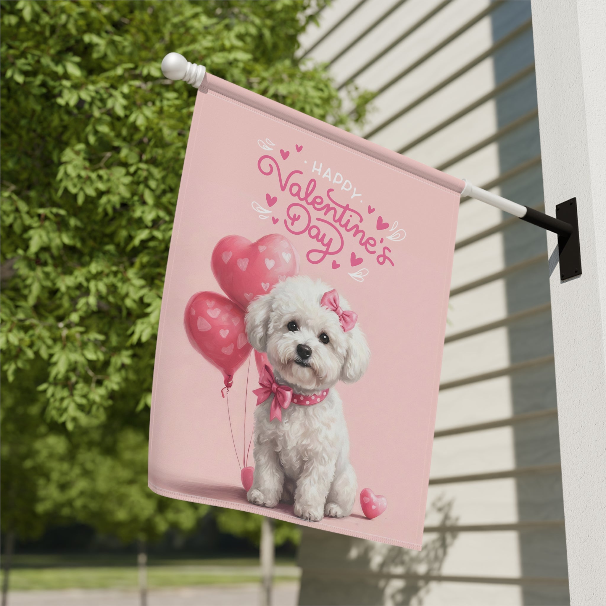 Bichon Frise Happy Valentine's Day Garden Flag