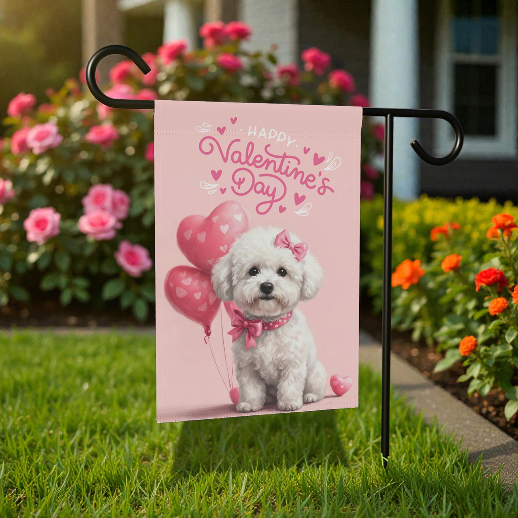 Bichon Frise Happy Valentine's Day Garden Flag
