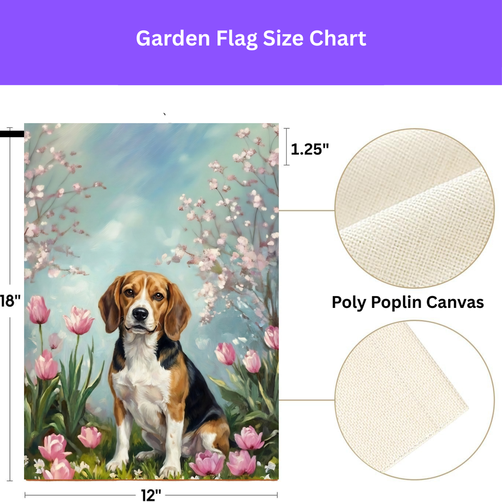 Beagle in the Tulips Spring Garden Flag - porch decor - Dragonfire Gardens