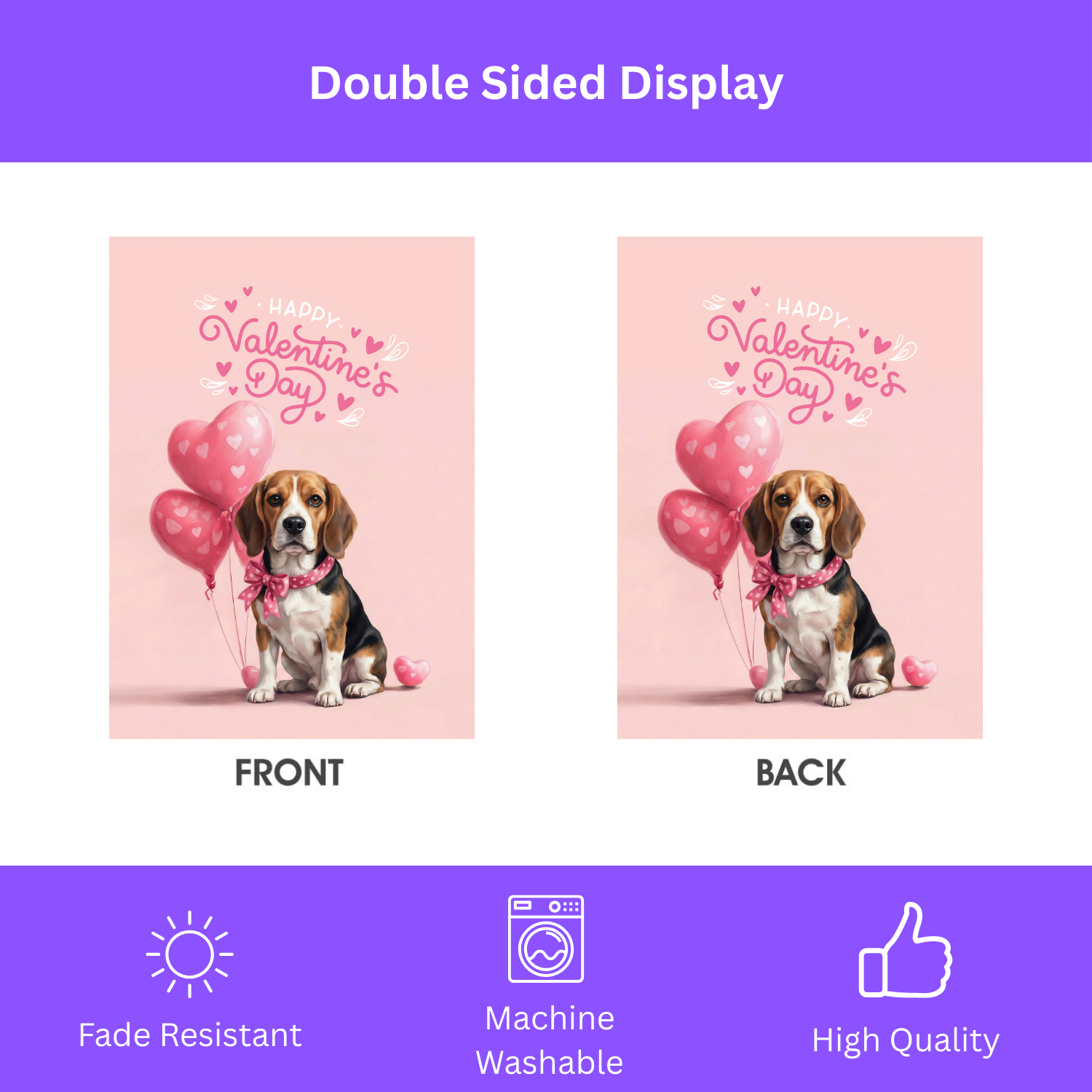 Beagle Happy Valentine's Day Garden Flag