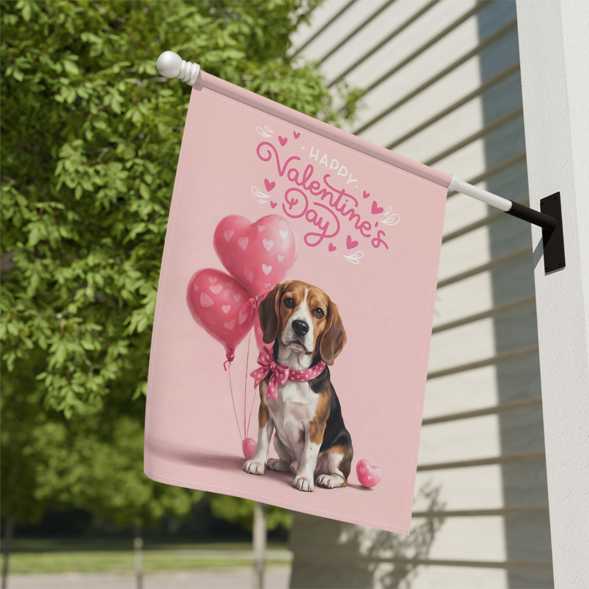 Beagle Happy Valentine's Day Garden Flag