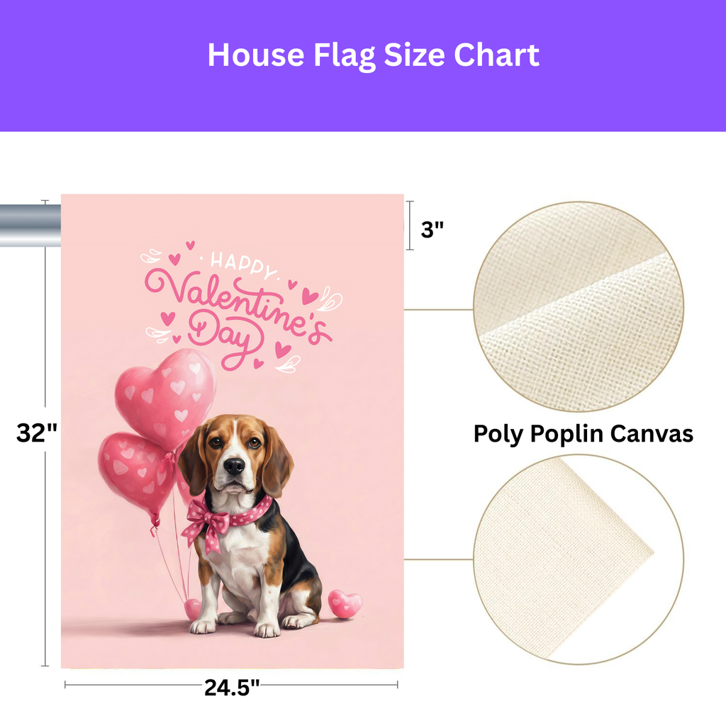 Beagle Happy Valentine's Day Garden Flag