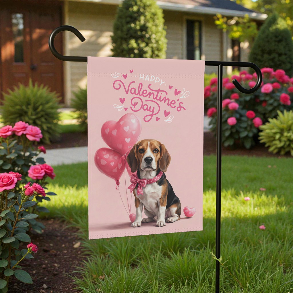 Beagle Happy Valentine's Day Garden Flag