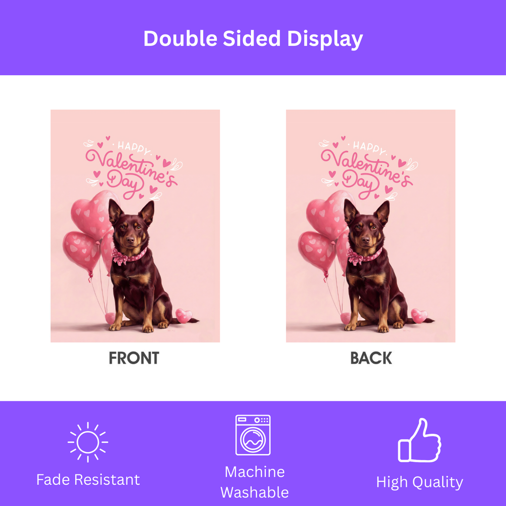 Australian Kelpie Happy Valentine's Day Garden Flag