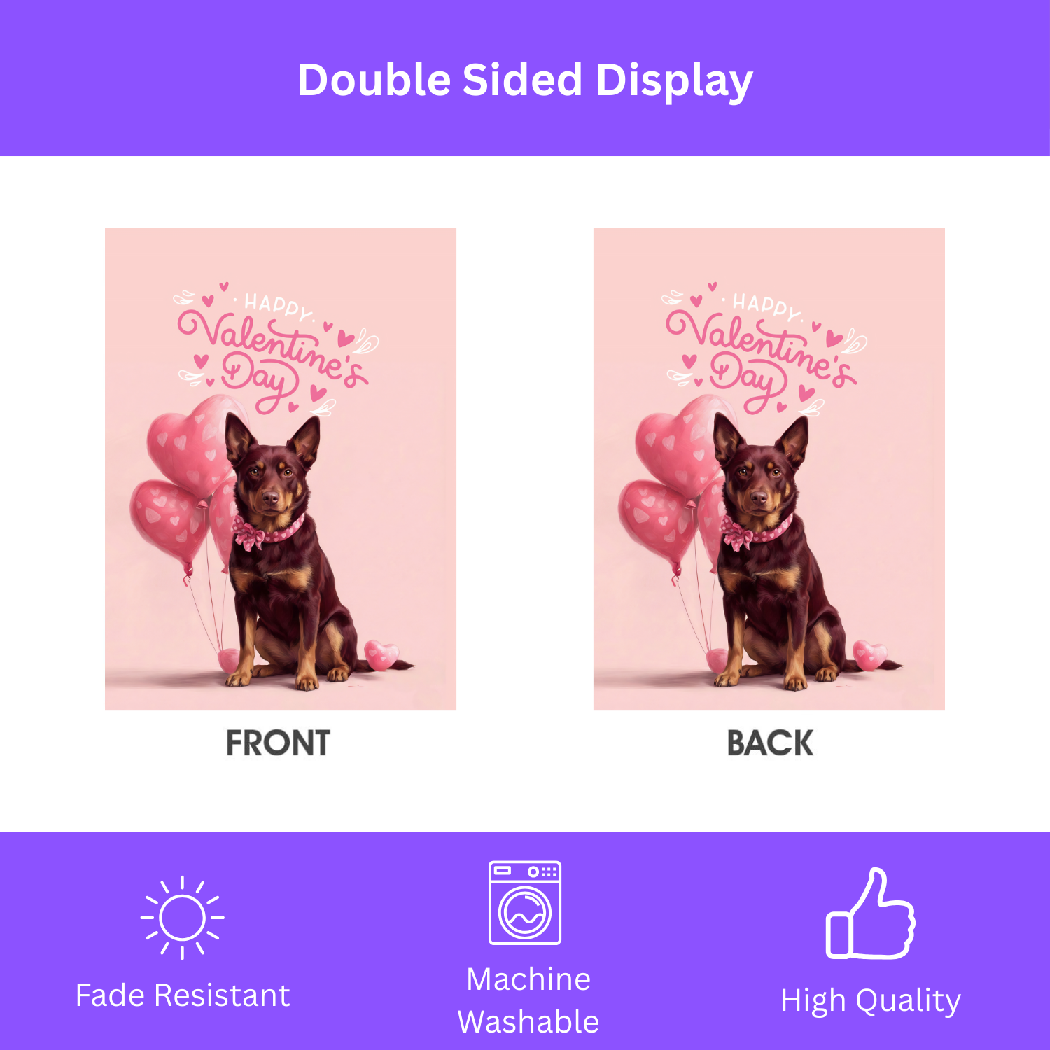 Australian Kelpie Happy Valentine's Day Garden Flag