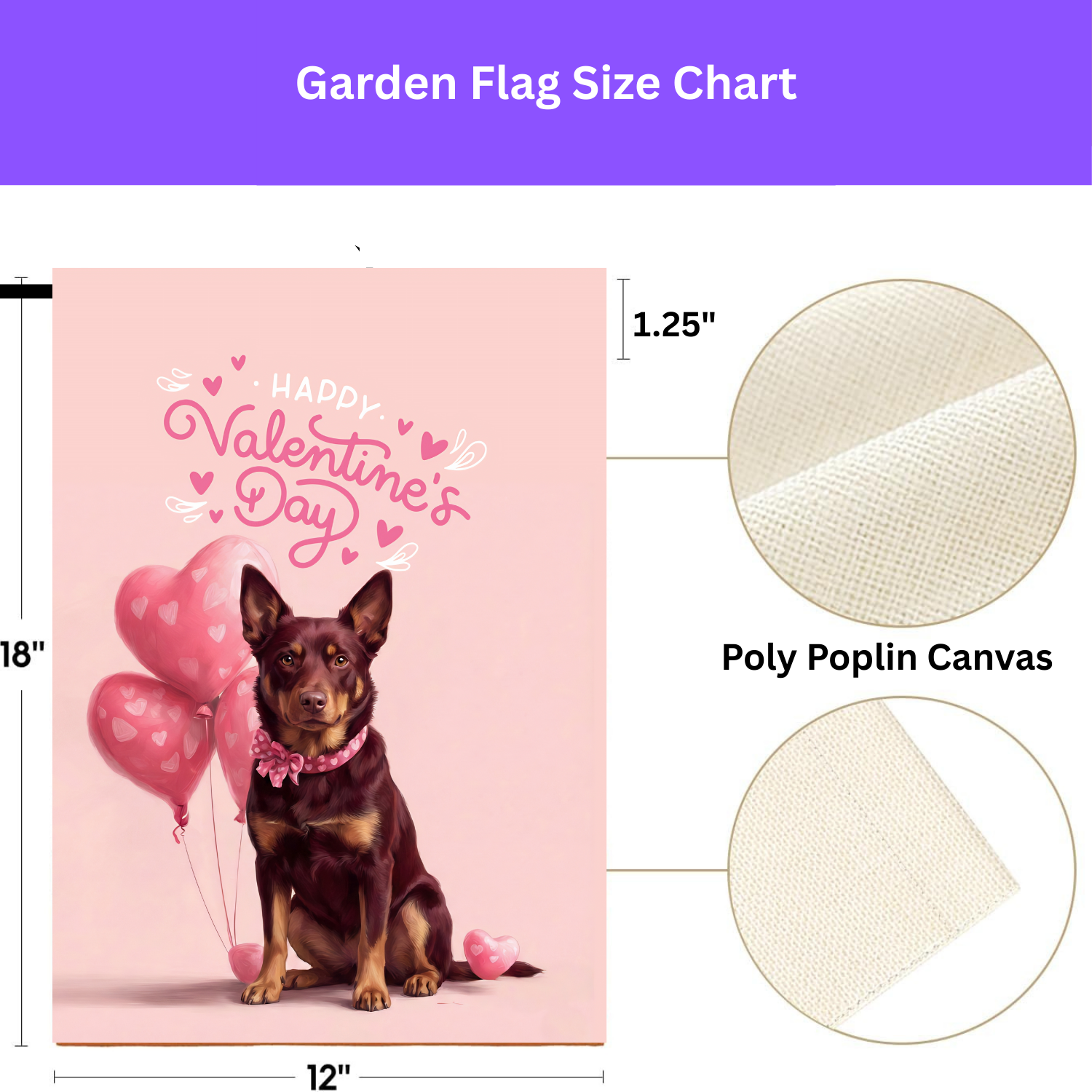 Australian Kelpie Happy Valentine's Day Garden Flag