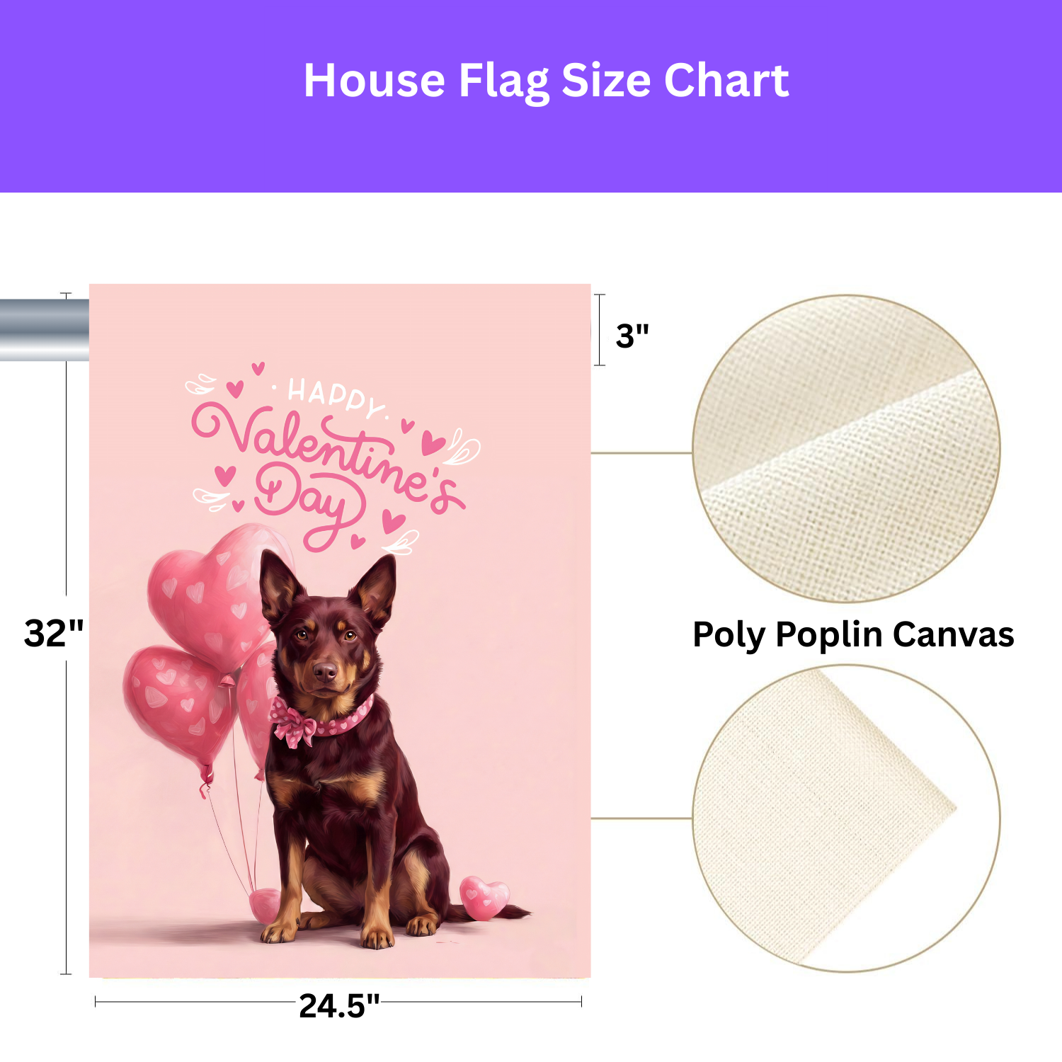 Australian Kelpie Happy Valentine's Day Garden Flag