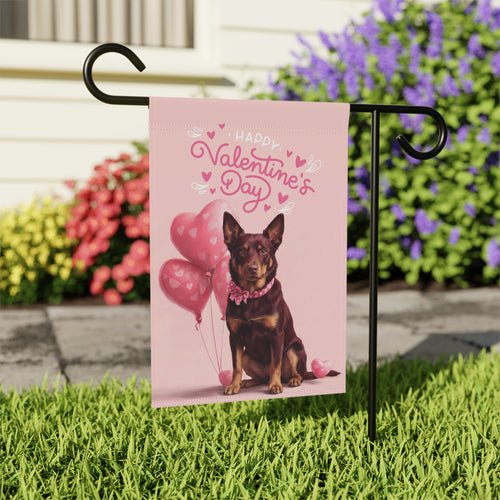 Australian Kelpie Happy Valentine's Day Garden Flag - outdoor display - Dragonfire Gardens