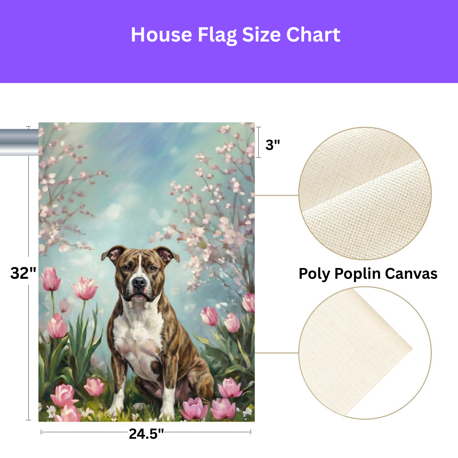 Pit Bull Terrier in the Tulips Spring Garden Flag - porch decor - Dragonfire Gardens