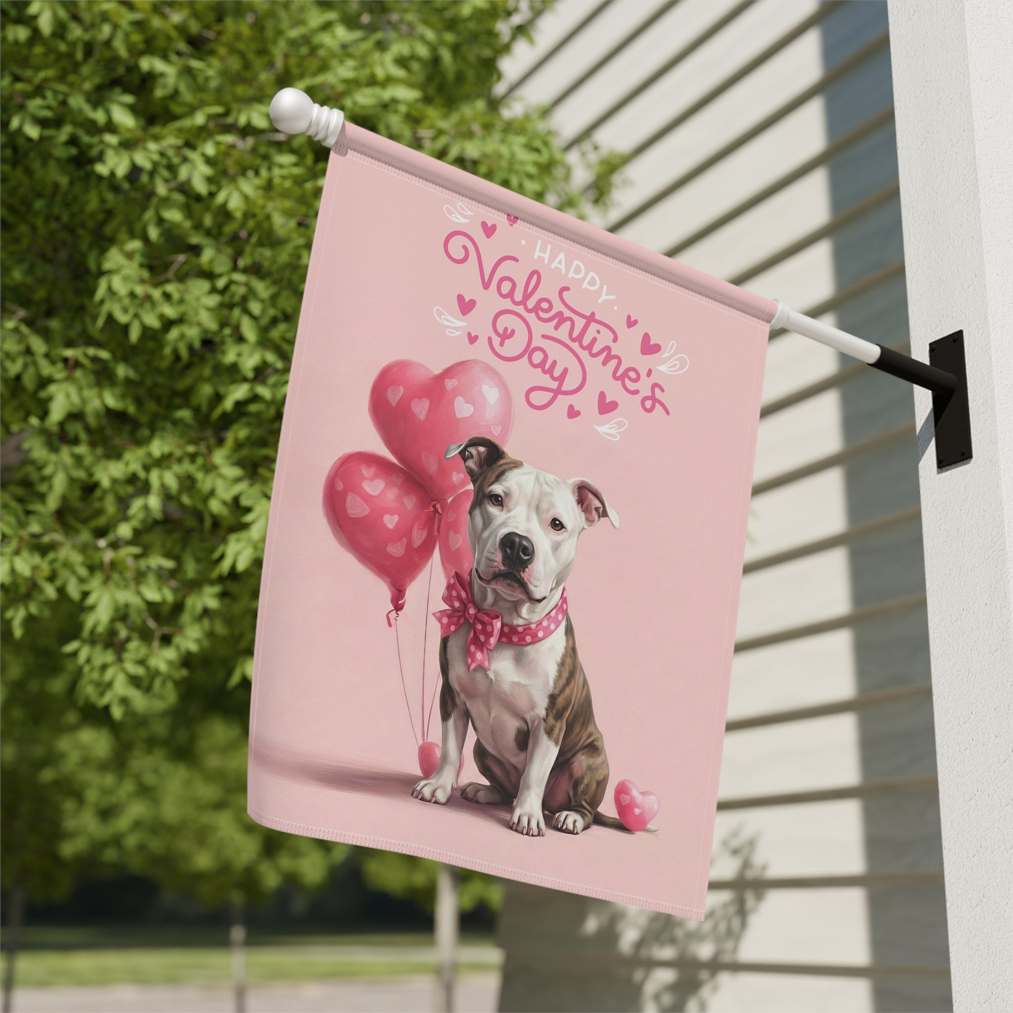 Pit Bull Terrier Happy Valentine's Day Garden Flag