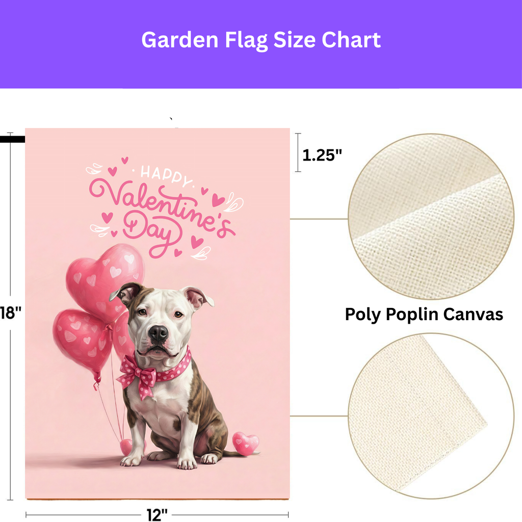 Pit Bull Terrier Happy Valentine's Day Garden Flag