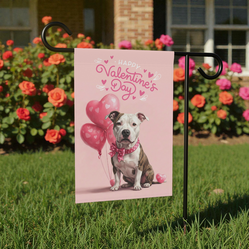 Pit Bull Terrier Happy Valentine's Day Garden Flag
