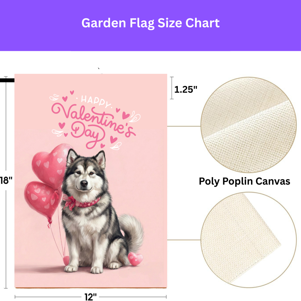 Alaskan Malamute Happy Valentine's Day Garden Flag