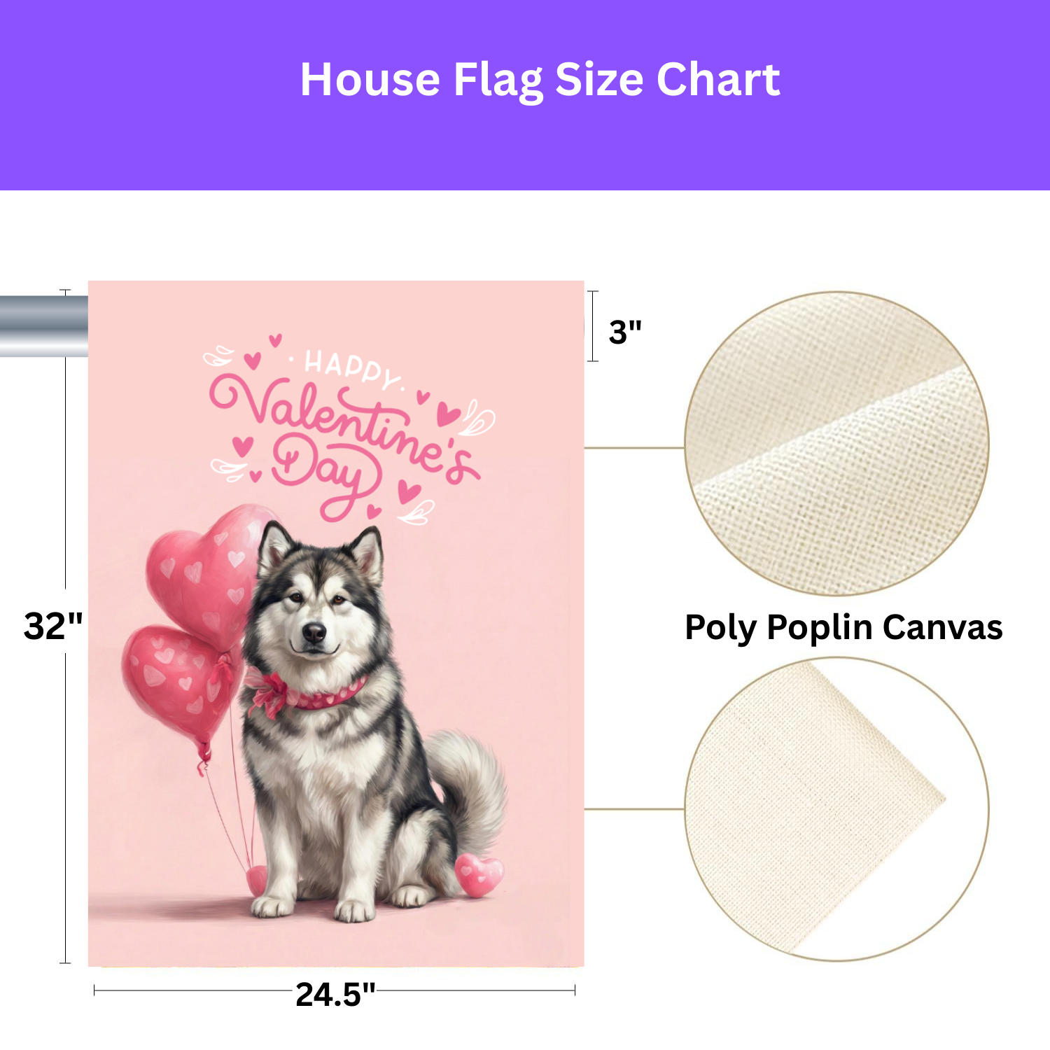 Alaskan Malamute Happy Valentine's Day Garden Flag