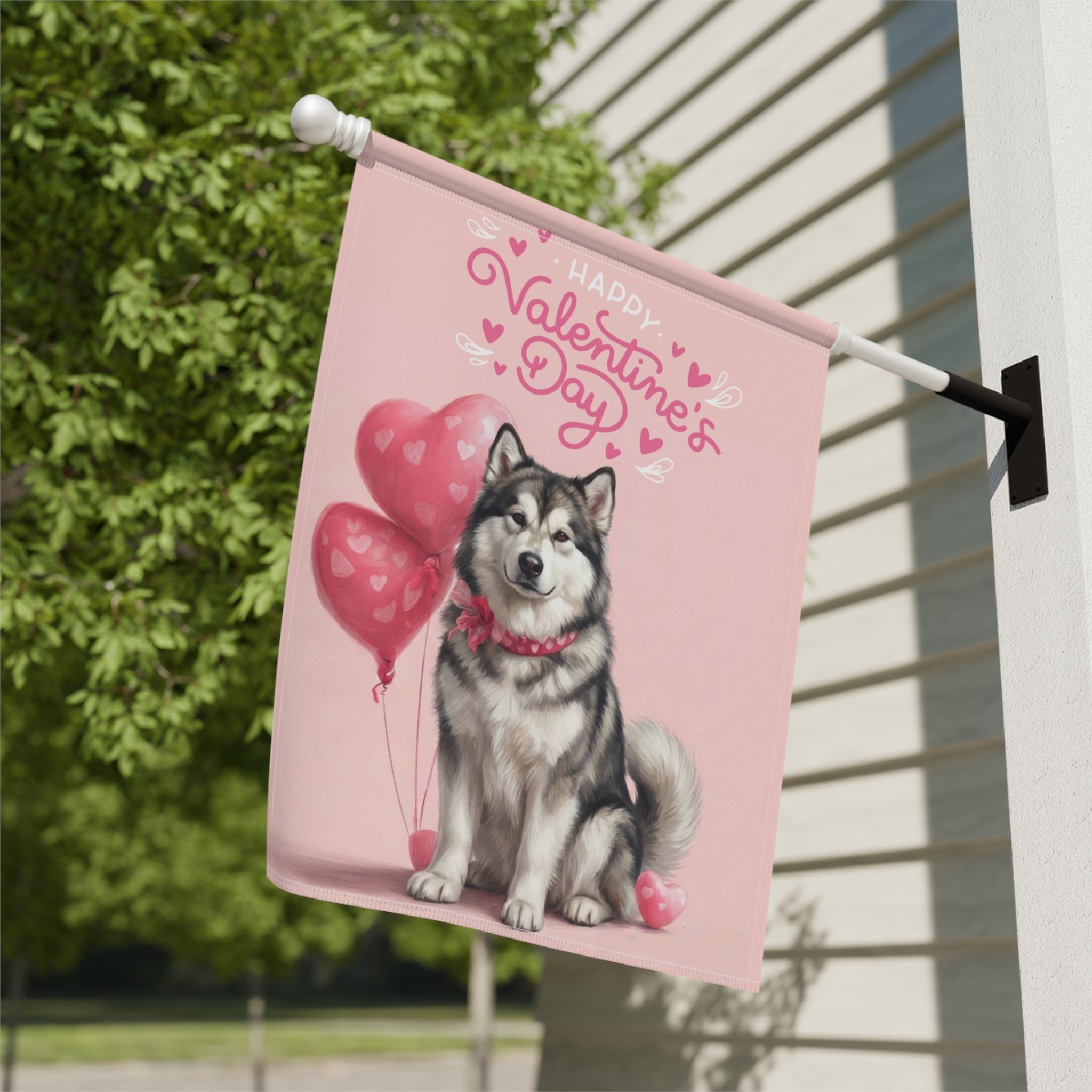 Alaskan Malamute Happy Valentine's Day Garden Flag